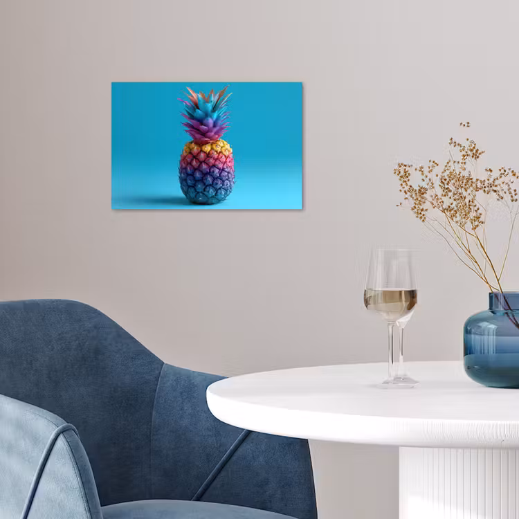 Poster - Ananas - Regenboog - Blauw - Popart — 4