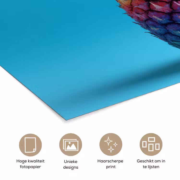 Poster - Ananas - Regenboog - Blauw - Popart — 5