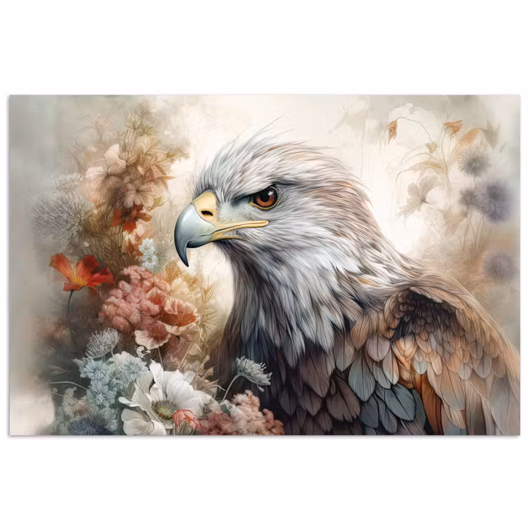 Poster - Arend - Adelaar - Vogel - Bloemen - Natuur — 1