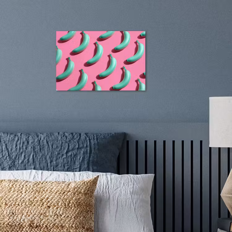 Poster - Bananen - Patroon - Blauw - Roze — 3