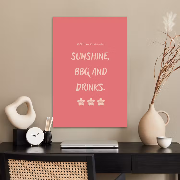 Poster - BBQ - Quote - Roze - Zomer — 2