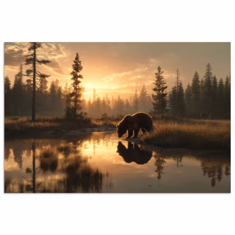 Poster - Beer - water - Bos - Ochtendlicht — 1