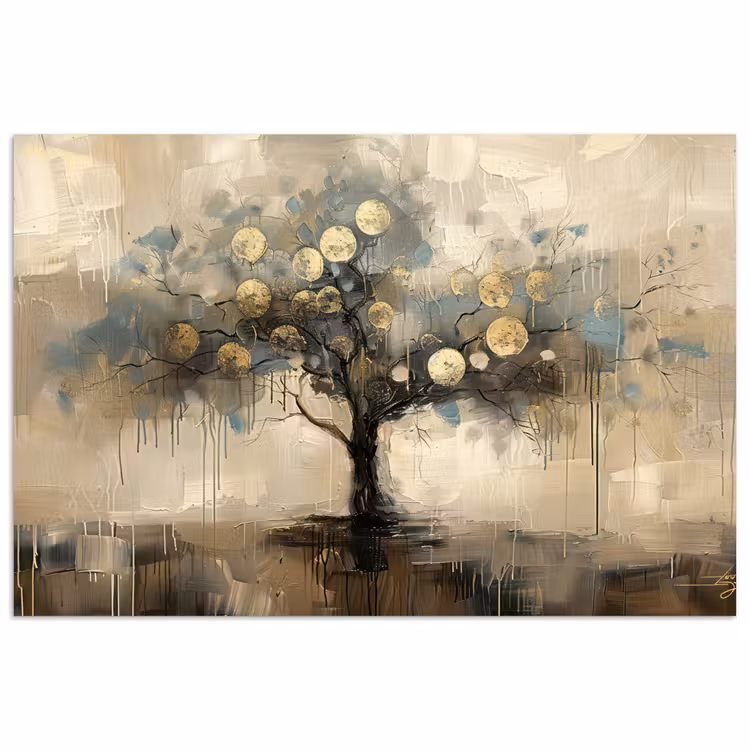 Poster - Beige - Abstract - Boom - Goud — 1