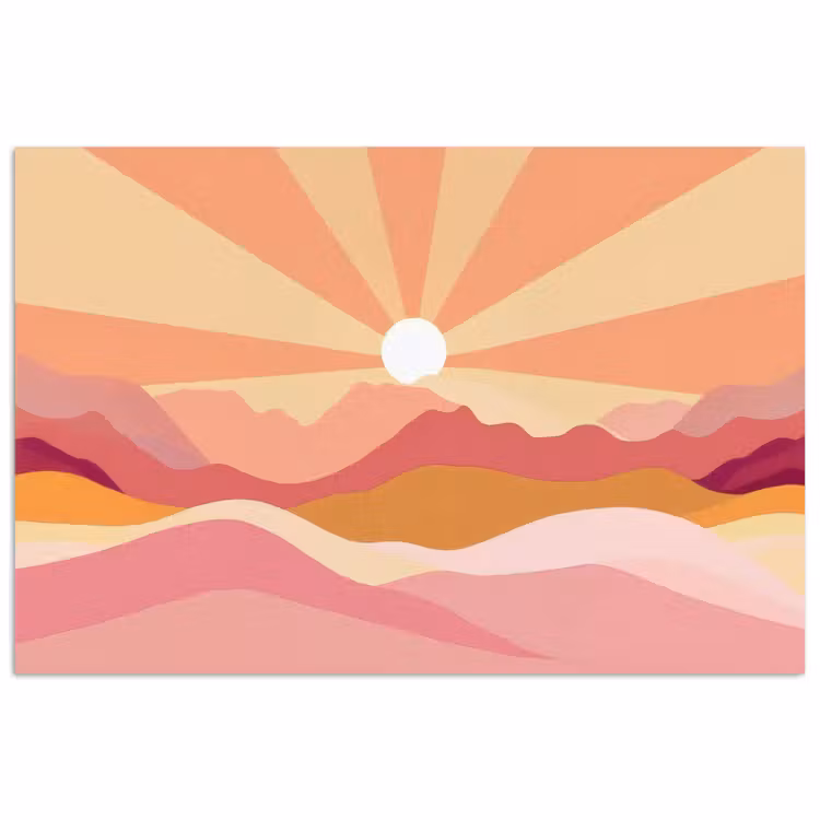 Poster - Bergen - Abstract - Zonnestralen - Roze — 1