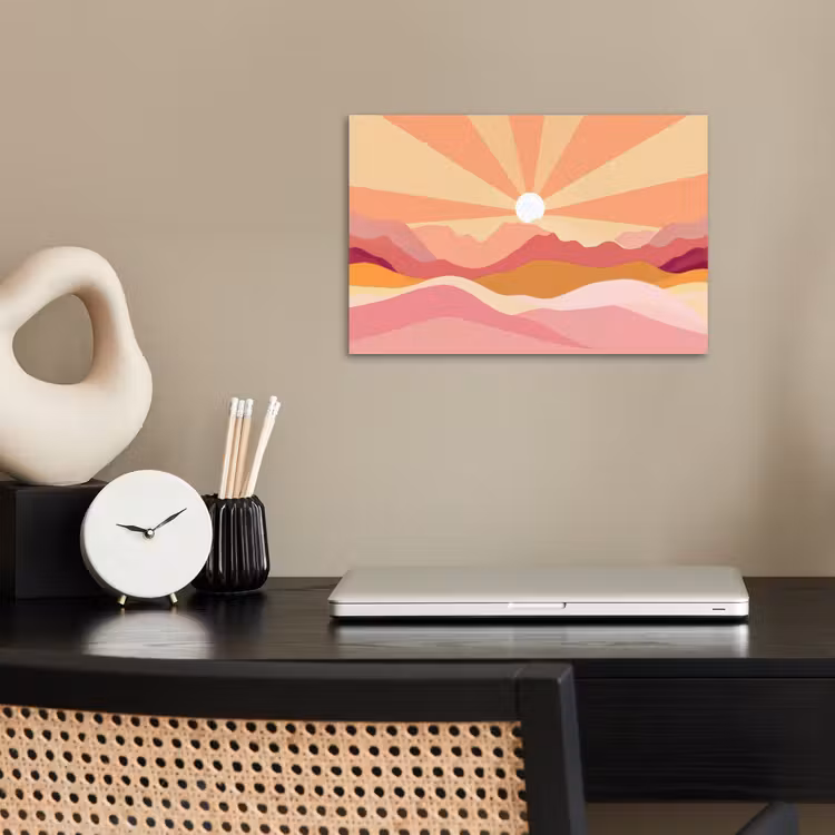 Poster - Bergen - Abstract - Zonnestralen - Roze — 2