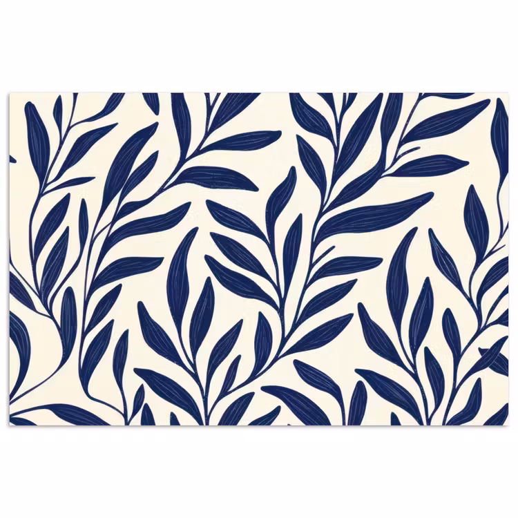 Poster - Bladeren - Klimop - Donkerblauw — 1