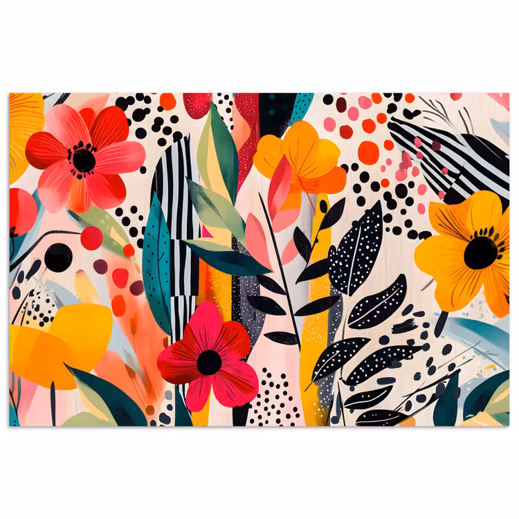 Poster - Bloemen - Bladeren - Abstract - Kleurrijk — 1