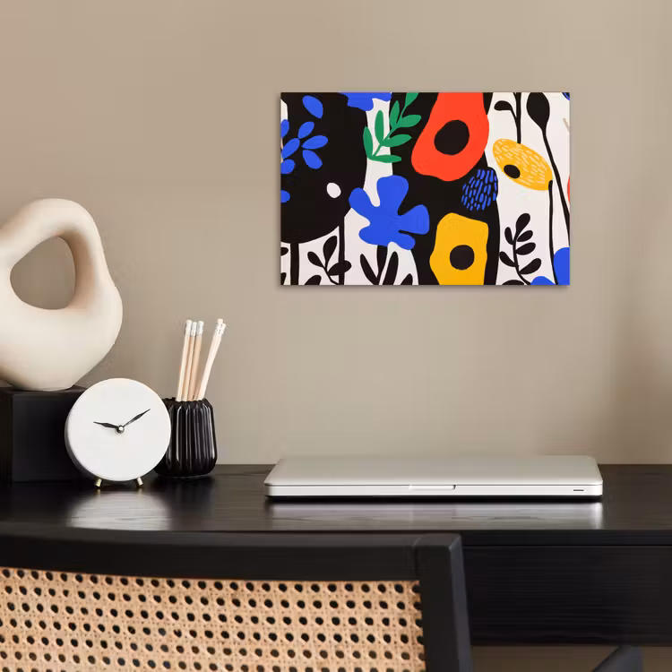 Poster - Bloemen - Bladeren - Abstract - Zwart — 2