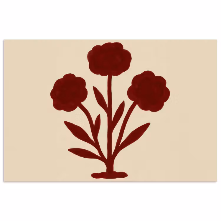Poster - Bloemen - Bladeren - Rood - Minimalistisch — 1