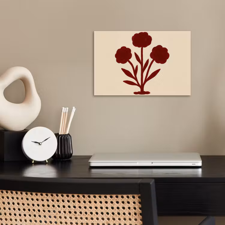Poster - Bloemen - Bladeren - Rood - Minimalistisch — 2