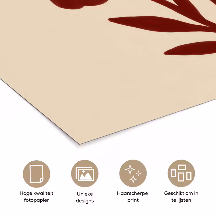 Poster - Bloemen - Bladeren - Rood - Minimalistisch — 5