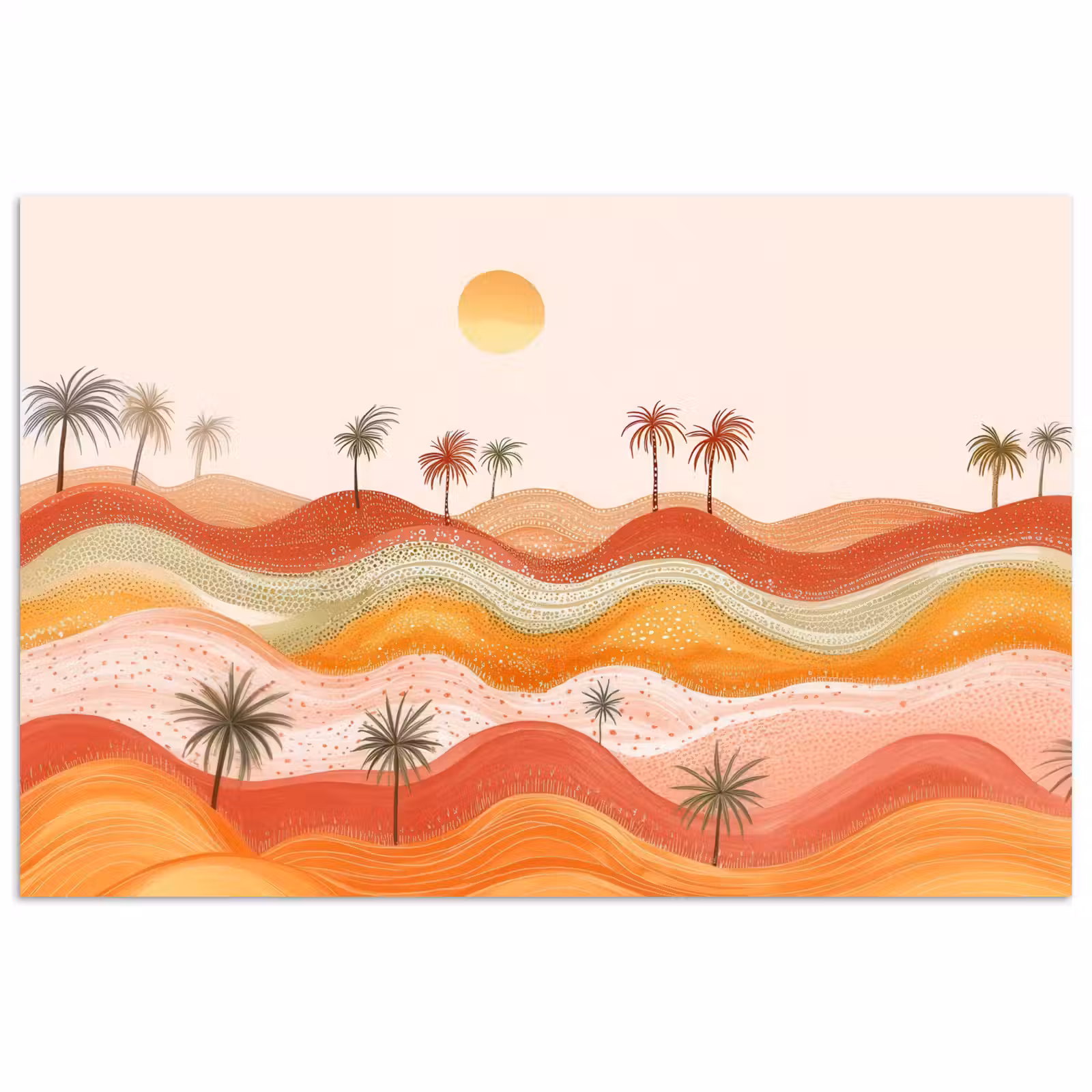 Poster - Abstract landschap - Palmbomen - Kleurrijk — 1