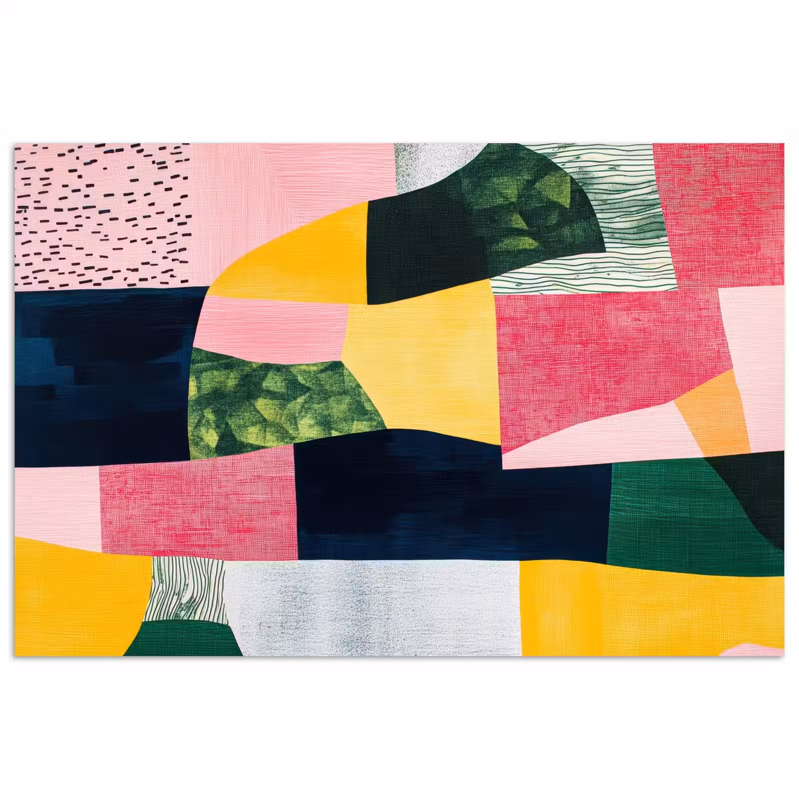 Poster - Abstract - Roze - Lappen - Vormen - Geel — 1