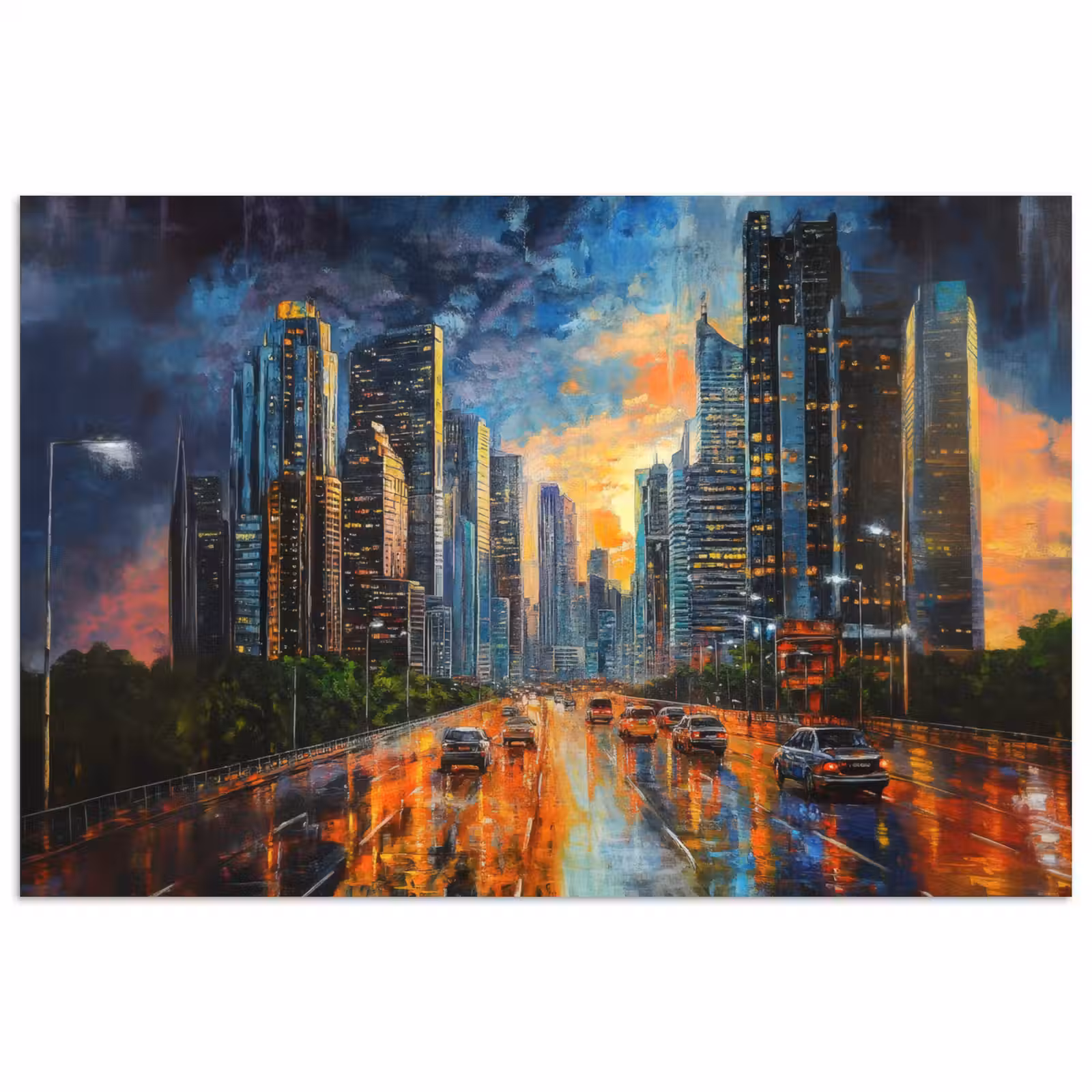 Poster - Auto - Skyline - Zon - Blauw — 1