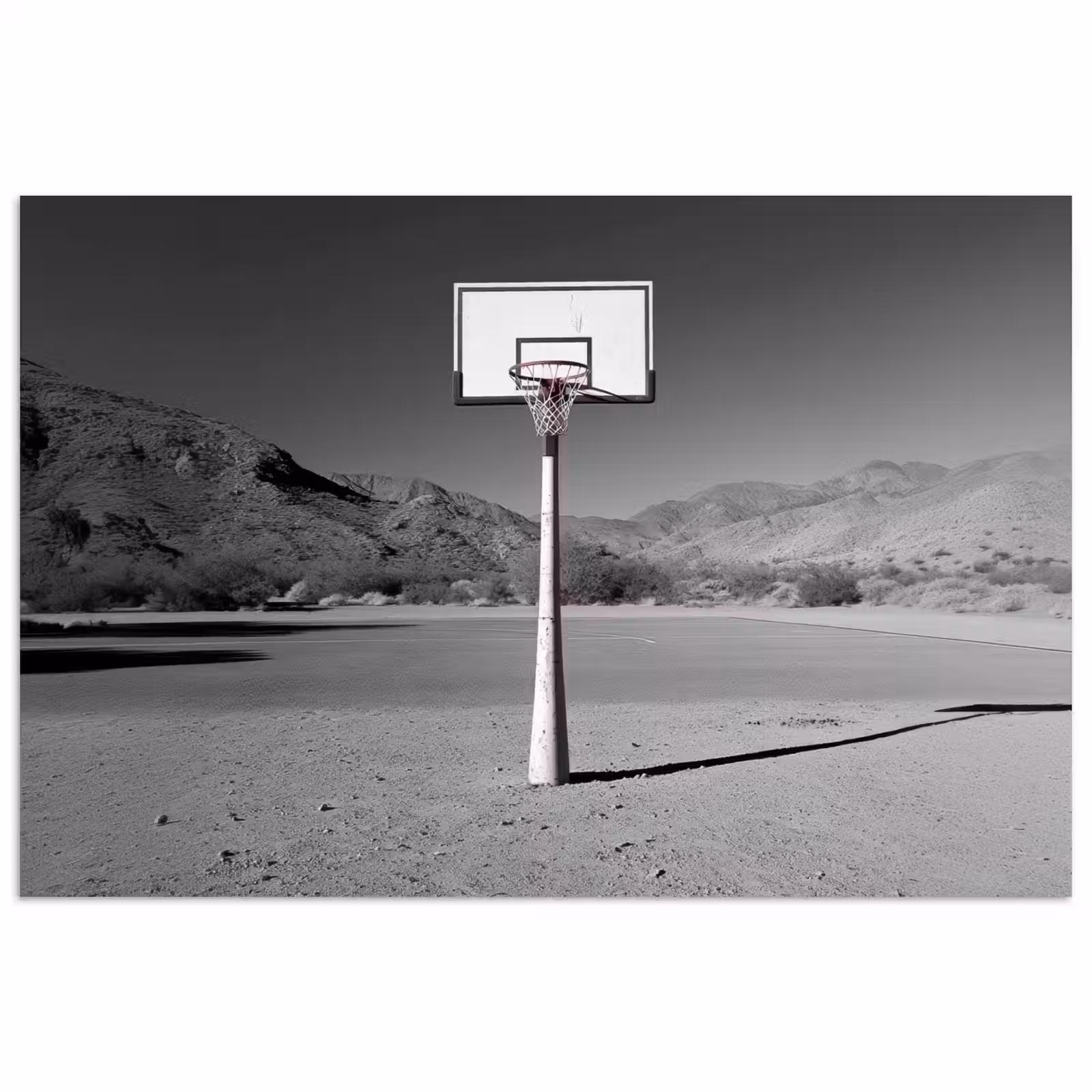 Poster - Basketbalpaal - Landschap - Zand - Wit — 1
