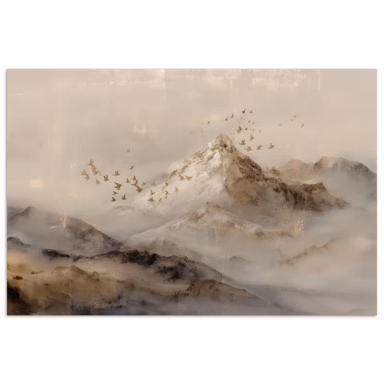 Poster - Berglandschap - Mist - Penseelstreken — 1
