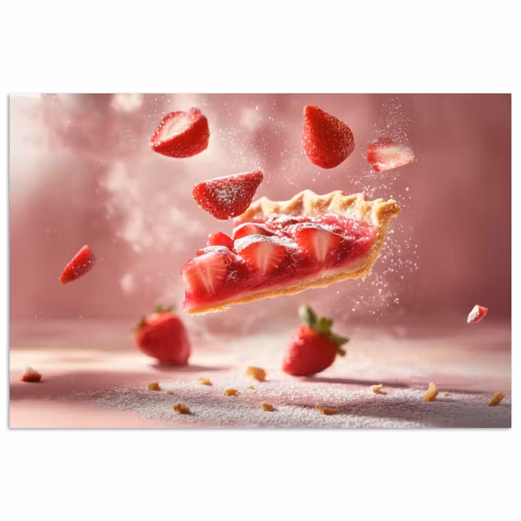Poster - Aardbei - Taart- Eten - Roze — 1