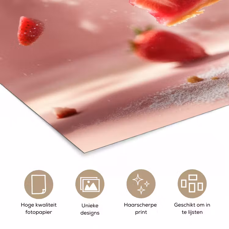 Poster - Aardbei - Taart- Eten - Roze — 5