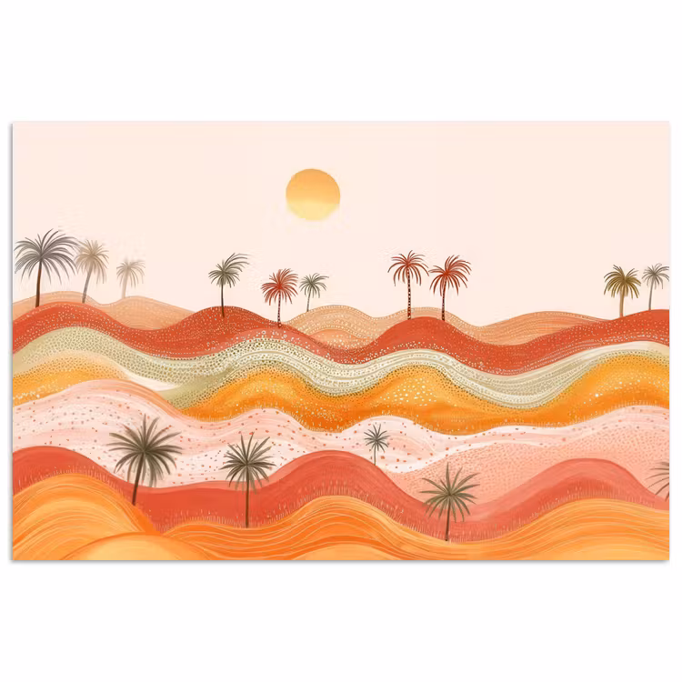 Poster - Abstract landschap - Palmbomen - Kleurrijk — 1