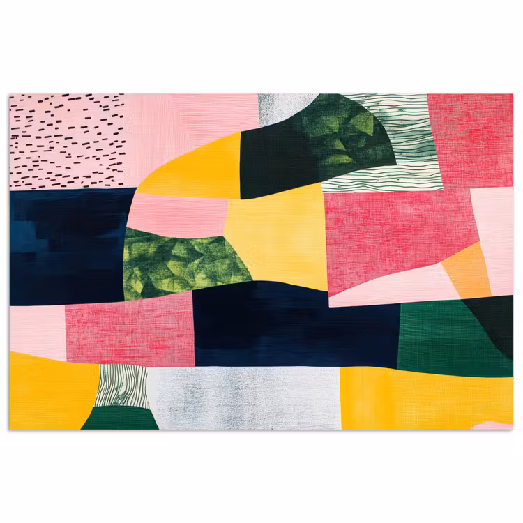 Poster - Abstract - Roze - Lappen - Vormen - Geel — 1