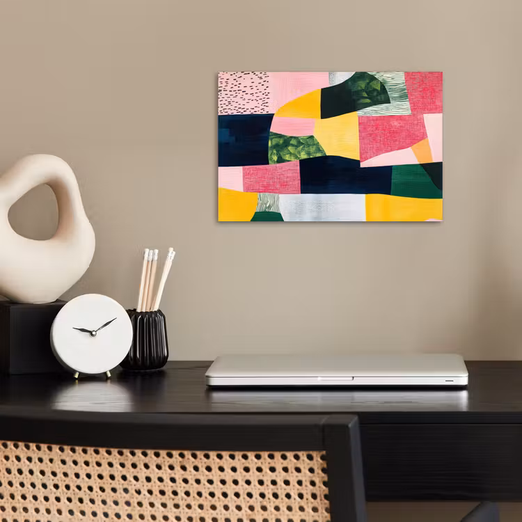 Poster - Abstract - Roze - Lappen - Vormen - Geel — 2