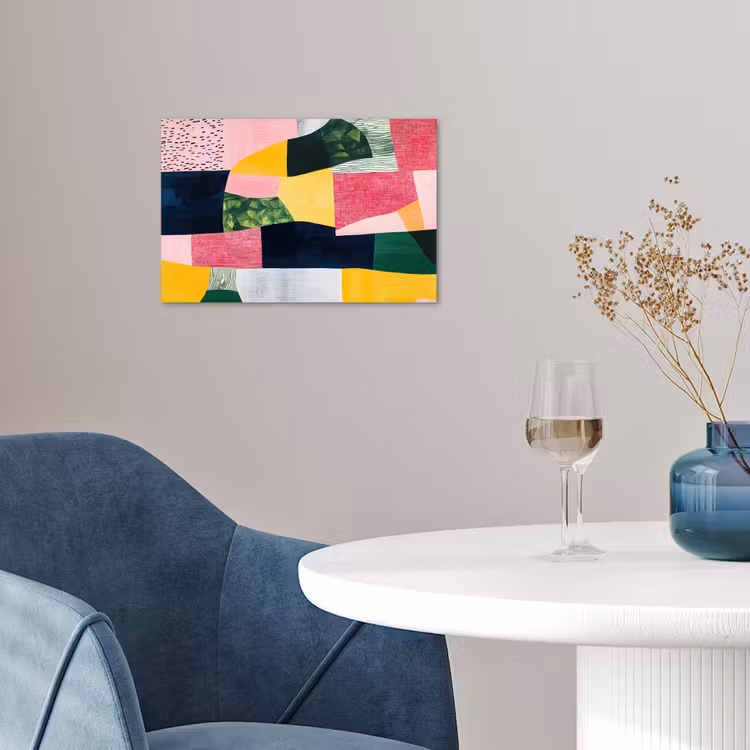 Poster - Abstract - Roze - Lappen - Vormen - Geel — 4