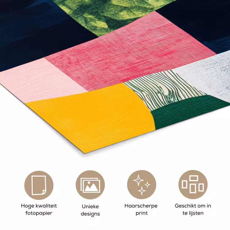Poster - Abstract - Roze - Lappen - Vormen - Geel — 5