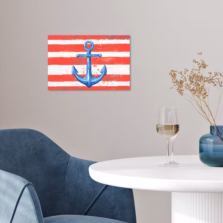 Poster - Anker - Verfspatten - Rood - Blauw — 4