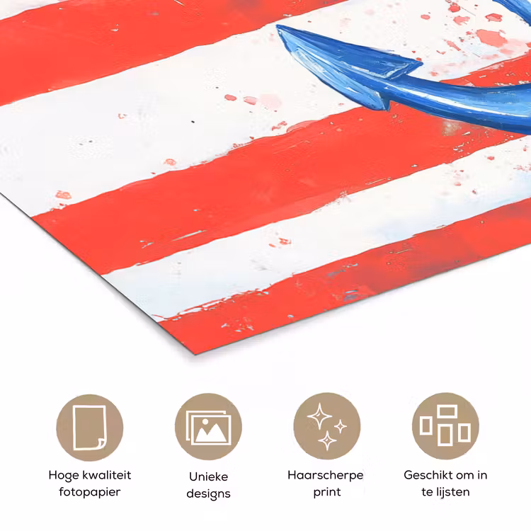 Poster - Anker - Verfspatten - Rood - Blauw — 5