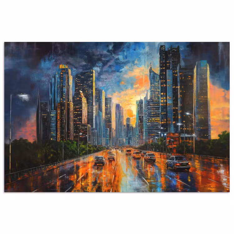 Poster - Auto - Skyline - Zon - Blauw — 1