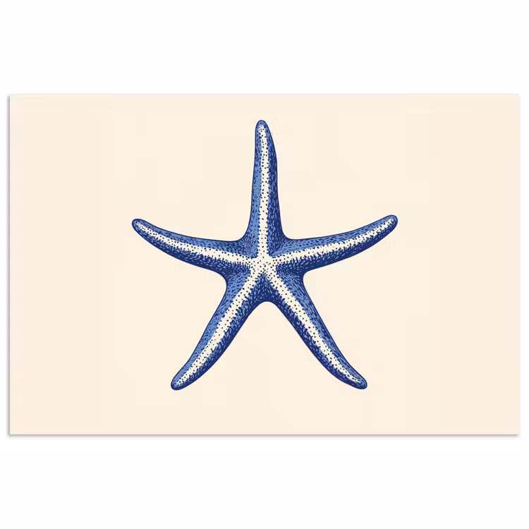 Poster - Blauwe zeester - Minimalistisch - Beige — 1