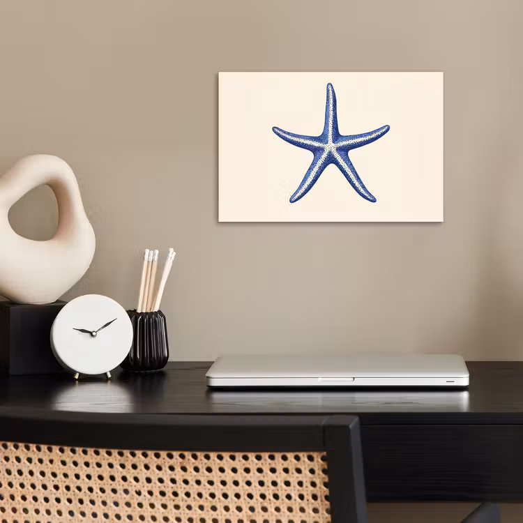 Poster - Blauwe zeester - Minimalistisch - Beige — 2