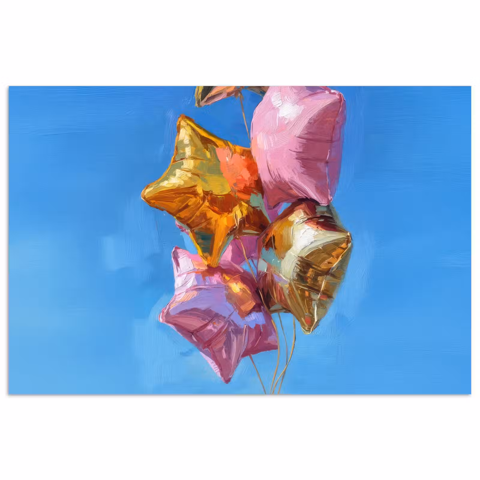 Poster - Ballonnen - Goud - Stervorm - Roze — 1