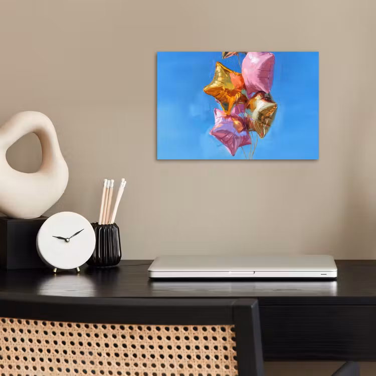 Poster - Ballonnen - Goud - Stervorm - Roze — 2