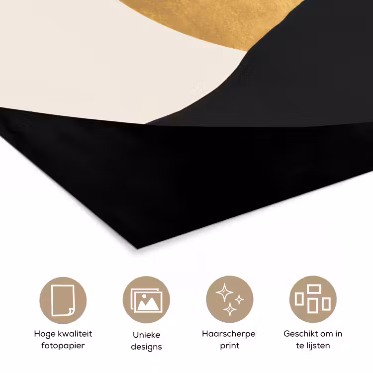 Poster - Bergsilhouetten - Gouden cirkel - Beige — 5