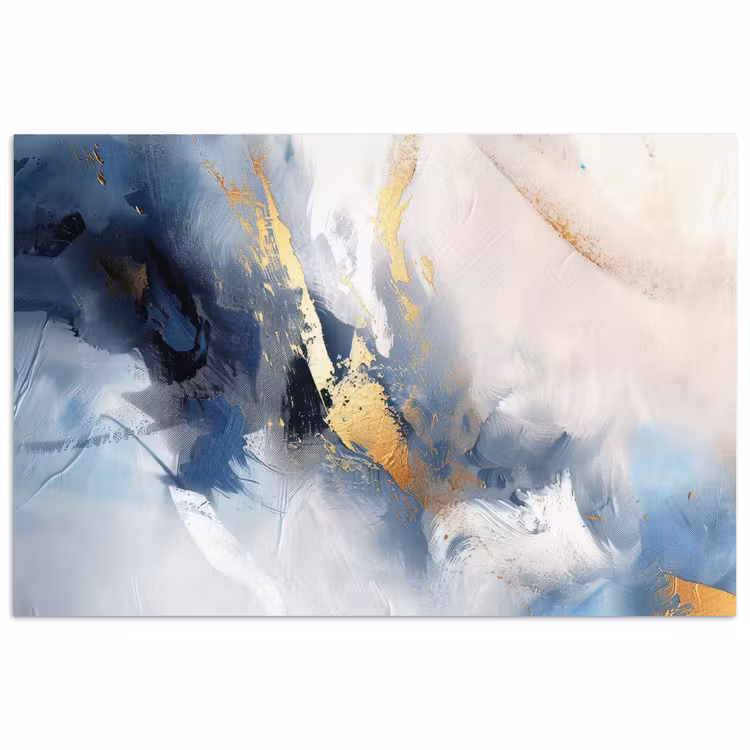 Poster - Blauw - Modern - Marmer - Abstract - Goud — 1