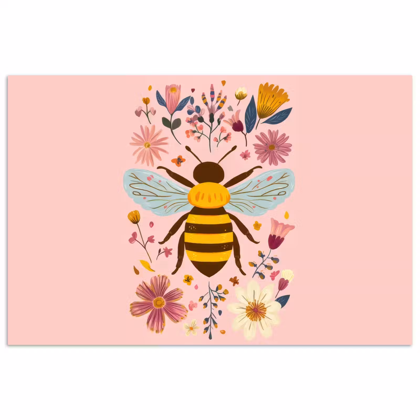 Poster - Bij - Geel - Bloemen - Kleurrijk — 1