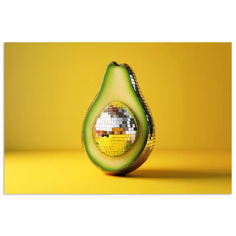 Poster - Avocado - Discobal - Geel - Glitter — 1
