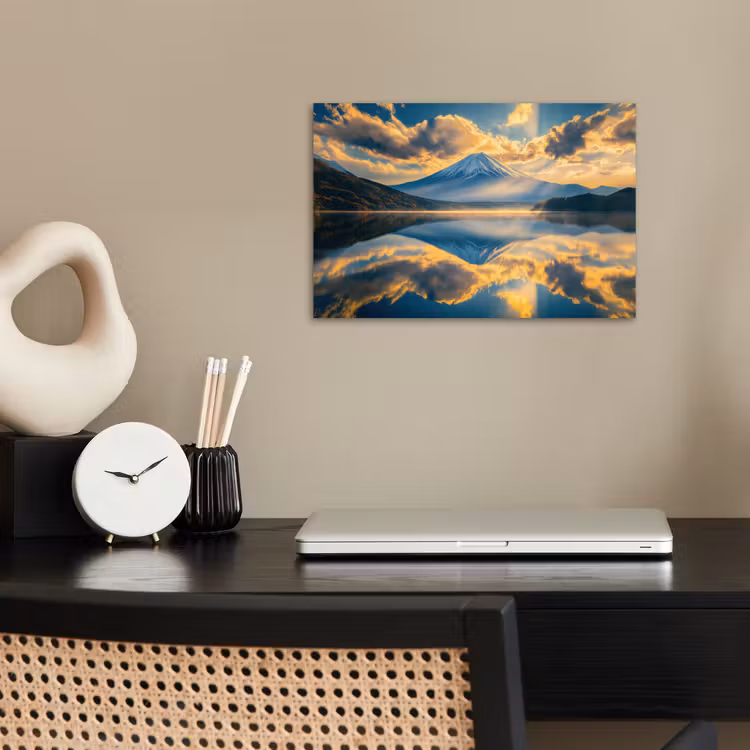 Poster - Berg - Rivier - Zonsondergang — 2