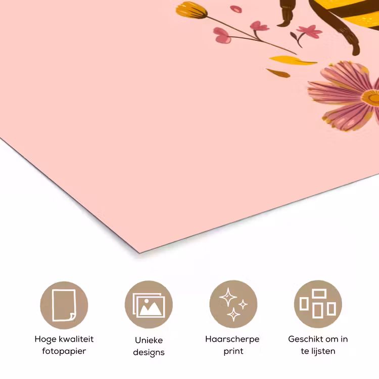 Poster - Bij - Geel - Bloemen - Kleurrijk — 5