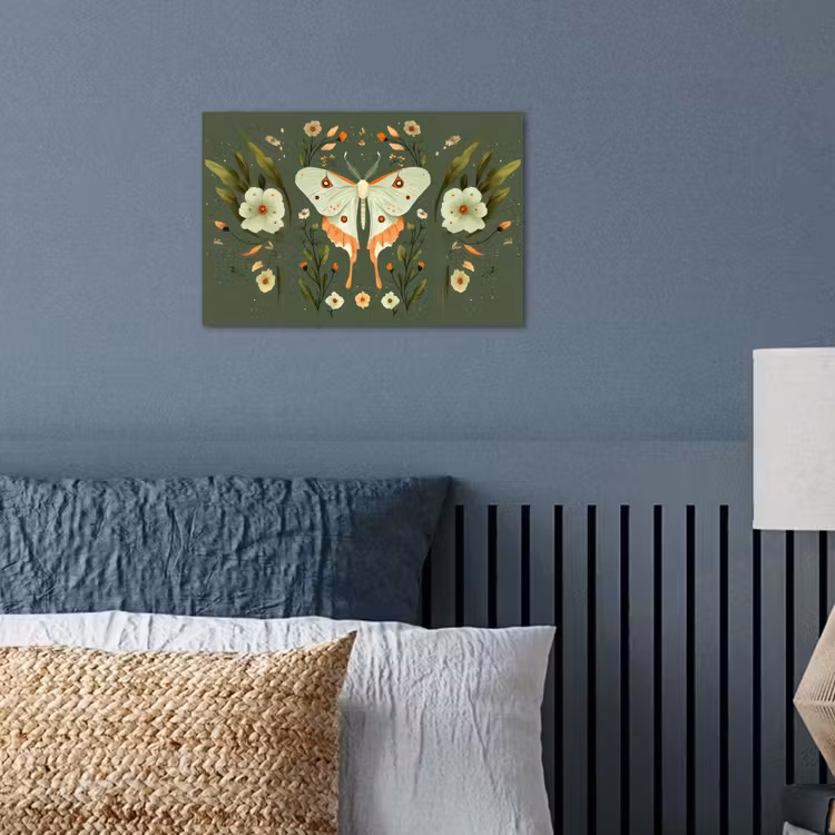 Poster - Bloemen - Bladeren - Olijfgroen - Vlinder — 3
