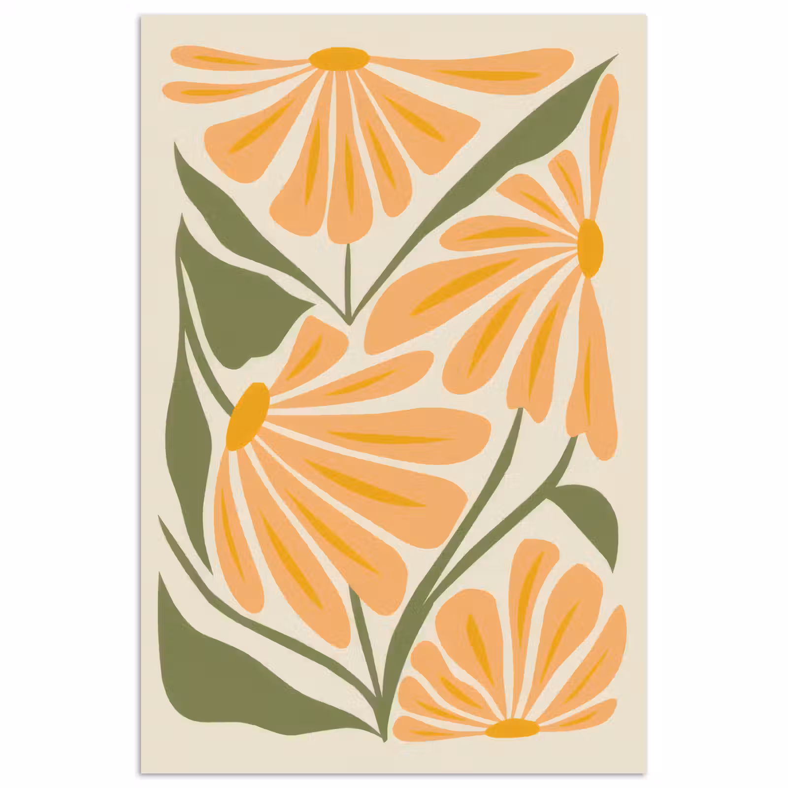 Poster - Blaadjes - Zachtoranje - Bloemen — 1
