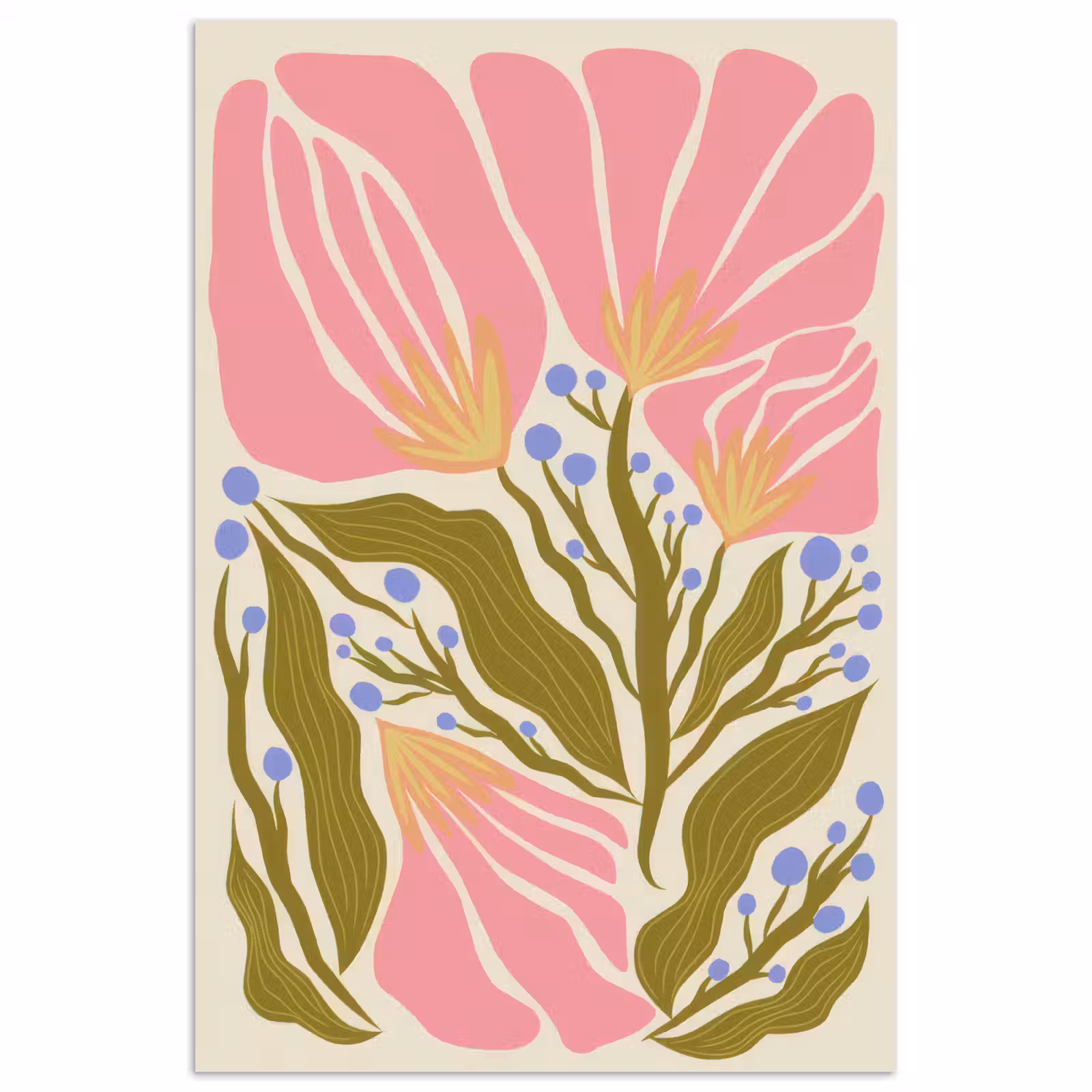 Poster - Bloemen - Bladeren - Abstract - Roze — 1