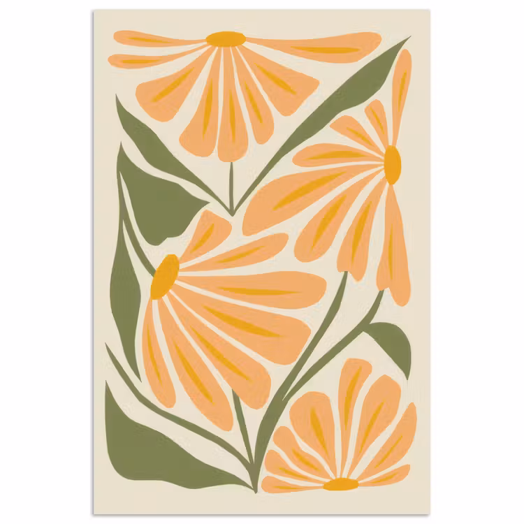 Poster - Blaadjes - Zachtoranje - Bloemen — 1