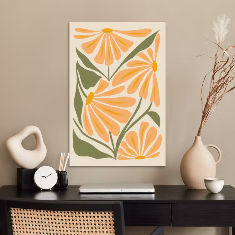 Poster - Blaadjes - Zachtoranje - Bloemen — 2