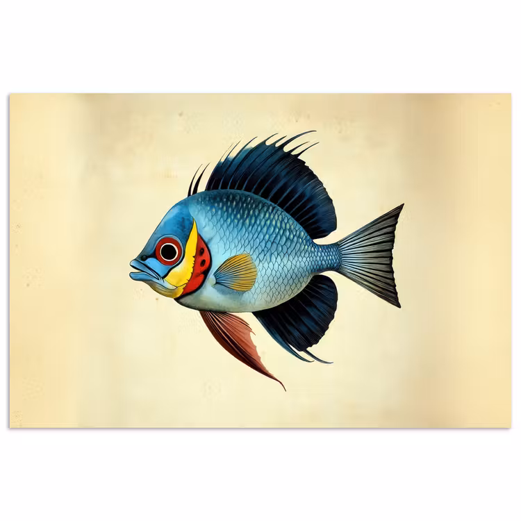 Poster - Blauw - Kieuwen - Vis - Illustratie — 1