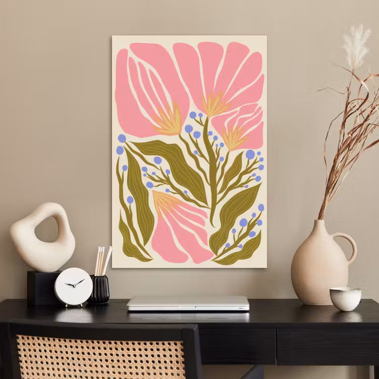 Poster - Bloemen - Bladeren - Abstract - Roze — 2