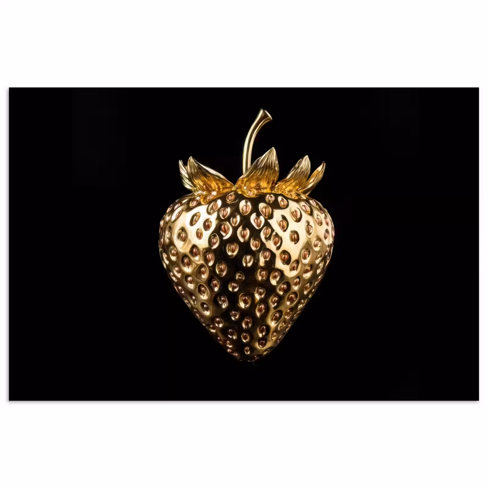 Poster - Aardbei - Goud - Zwart - Chrome — 1