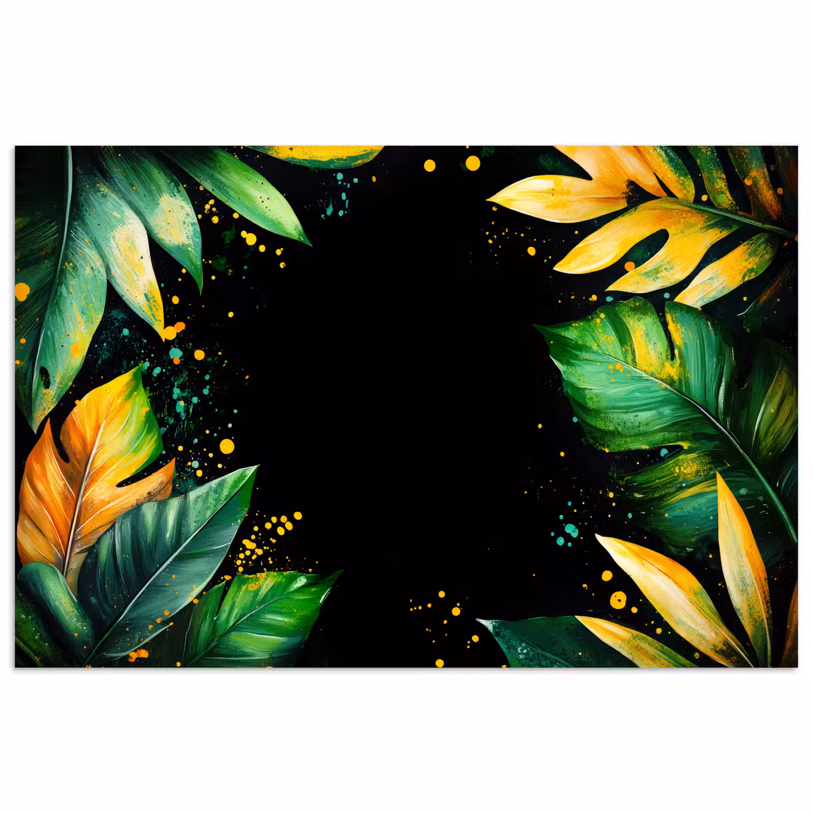 Poster - Bladeren - Groen - Geel - Verf - Jungle — 1