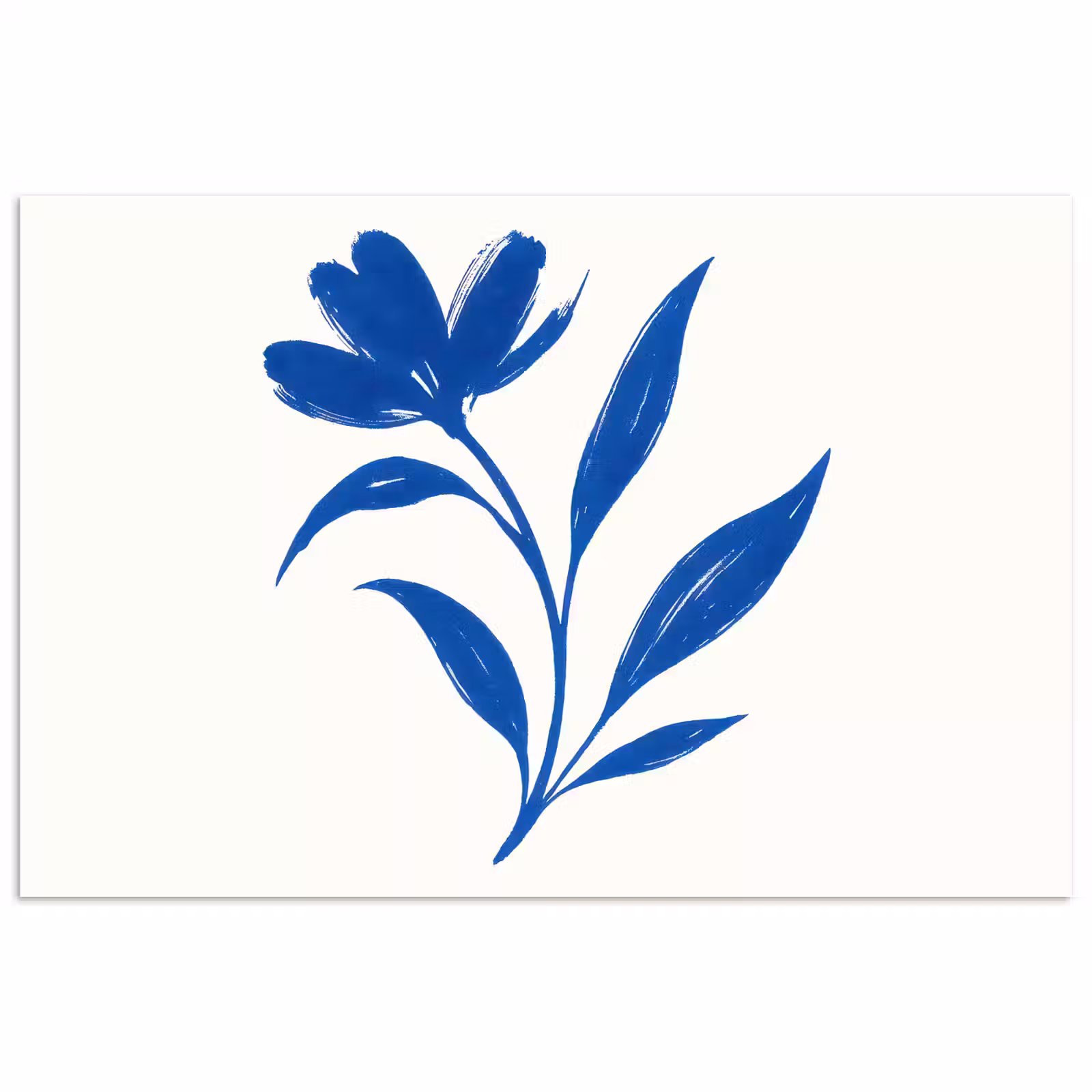 Poster - Bloem - Blaadjes - Minimalistisch - Blauw — 1